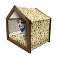 thumbnail image 1 of Abstract Pet House, Triangle Pattern with Rhombus Shape Geometric Funky Shapes Vintage Art, Outdoor & Indoor Portable Dog Kennel with Pillow and Cover, 5 Sizes, Yellow Brown White, by Ambesonne, 1 of 5