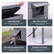 Outdoor Cat House with Removable Heating Pad, DOMIPET Heated Cat House, Waterproof Winter Shelter for Multiple Cats & Small Animals with Escape Door, Suitable for All Seasons