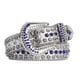thumbnail image 1 of Zhuge Cinturón de diamantes de imitación para hombres y mujeres, cinturón de cuero con brillantes para vaqueros (blanco y azul), 1 of 5