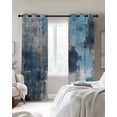 thumbnail image 3 of Blue Grey Blackout Curtain 45 Inch Length 2 Panels Set, Modern Oil Painted Abstract Art Aesthetics Two-layer Sewing Polyester Fiber Blackout Curtain with Grommet, 52" x 45" x 2, 3 of 9