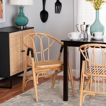 bali & pari Arween Modern Bohemian Natural Brown Rattan Dining Chair main image 0