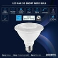thumbnail image 7 of Luxrite 12-Pack PAR30 Short Neck LED Flood Light Bulb, 11W=75W, 5000K Bright White, 900LM, Dimmable, UL, E26 Base, 7 of 7