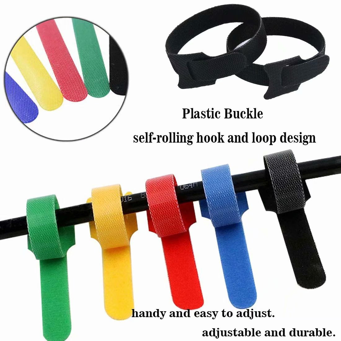 6 Inch Hook and Loop Reusable Strap Cable Cord Wire Ties 25 Pack Red