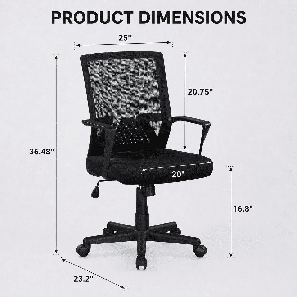 MOONMISS Height Adjustable Office/Task Chair with Armrest