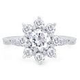 thumbnail image 2 of 1 2/3 ct. t.w 6.5MM Round Cut Lab Created Moissanite Diamond Halo Flower Wedding Engagement Ring For Women In 14K Solid White Gold (G-H Color, VVS1 Clarity, 1.65 Cttw)-5.5, 2 of 7