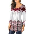thumbnail image 3 of Womens Tunic Shirts Long Sleeve Open Button Loose Fit Pleated Blouse Tops, 3 of 6