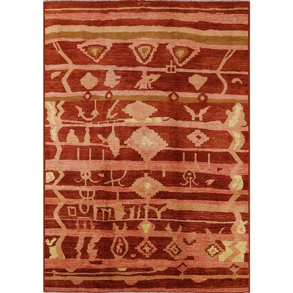 Ahgly Company Machine Washable Indoor Rectangle Industrial Modern Red Area Rugs, 5' x 7'