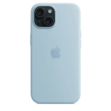 For iPhone 15 Plus Silicone Case with MagSafe，Light Blue