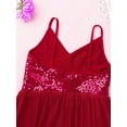 thumbnail image 6 of Alvivi Big Girls Sequins V-Neck Lyrical Dress Irregular Hem Ballet Latin Dance Leotard 5-14 Burgundy XXL, 6 of 7