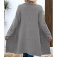thumbnail image 6 of Women Fall Long Cardigan Sweater Trendy Knit Jacket Coat Dressy Blazer Coatigan Gray XL, 6 of 7