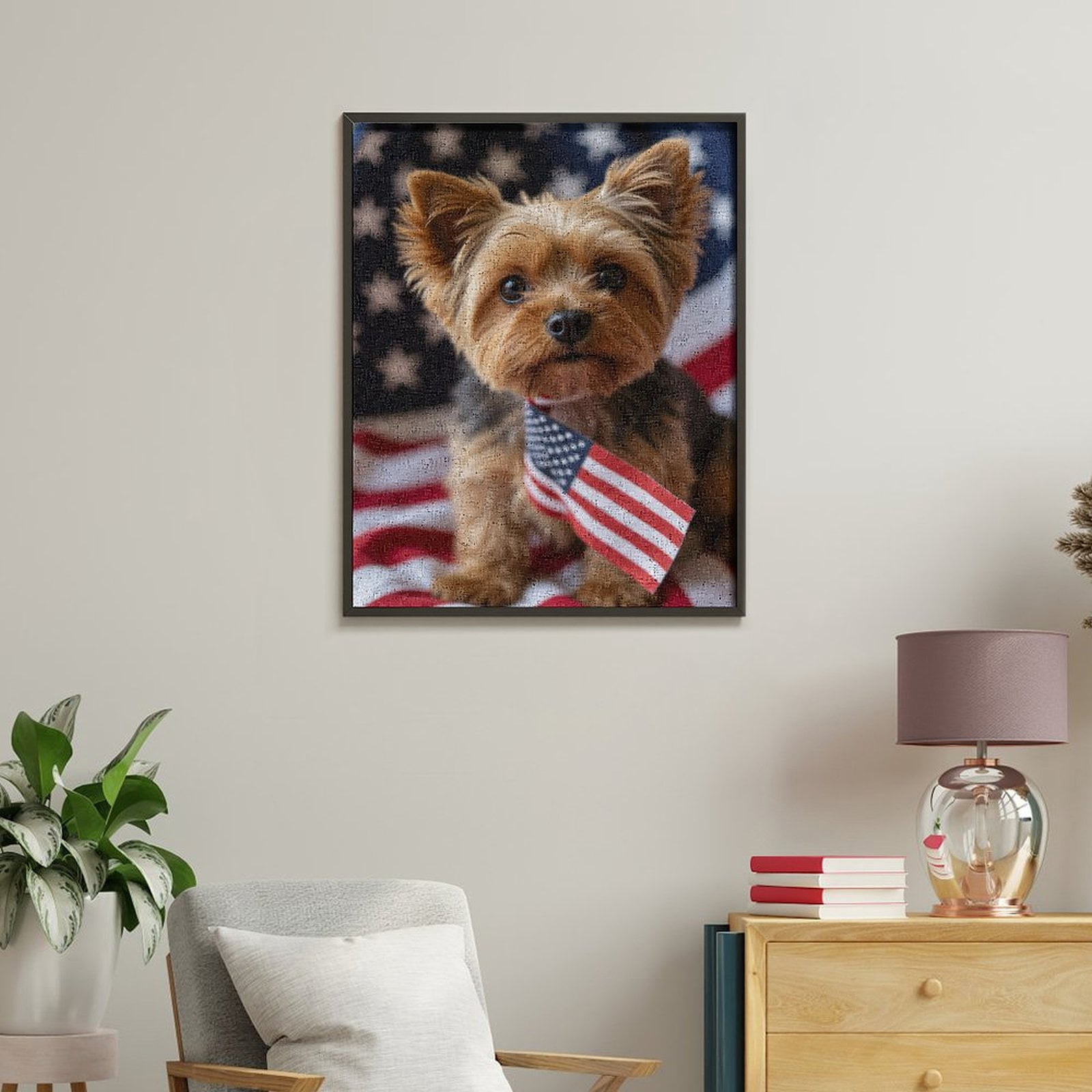 Paint by Numbers Kit for Adults, Yorkshire Terrier Patriotic Paws Paint by Numbers, Easy Paint by Numbers Kit for Adults Beginner, DIY Adult Paint by Number Kits on Canvas, Home Decor 12x16in