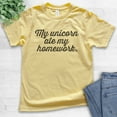 thumbnail image 2 of Kids My Unicorn Ate My Homework T-shirt, Youth Kids Boy Girl T-Shirt, Funny Unicorn T-shirt, Yellow, Small, 2 of 4