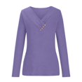 thumbnail image 3 of Birdeem Womens Fashion Casual Solid Color V-Neck Long Sleeve Button Top, 3 of 12