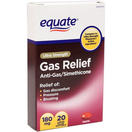 Equate Ultra Strength Gas Relief, 180mg, Liquid-Filled Softgels, 20 count