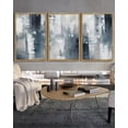 thumbnail image 3 of SHENIFY Large 24x36in3pcs Natural Framed Blue and Grey Abstract Wall Art Modern Minimalist Painting Decor Graffiti Artwork for Home Wall Decor, 3 of 5