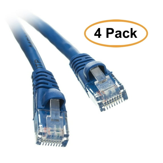eDragon Cat5e Blue Ethernet Patch Cable, Snagless/Molded Boot, 25 Feet, 4 Pack
