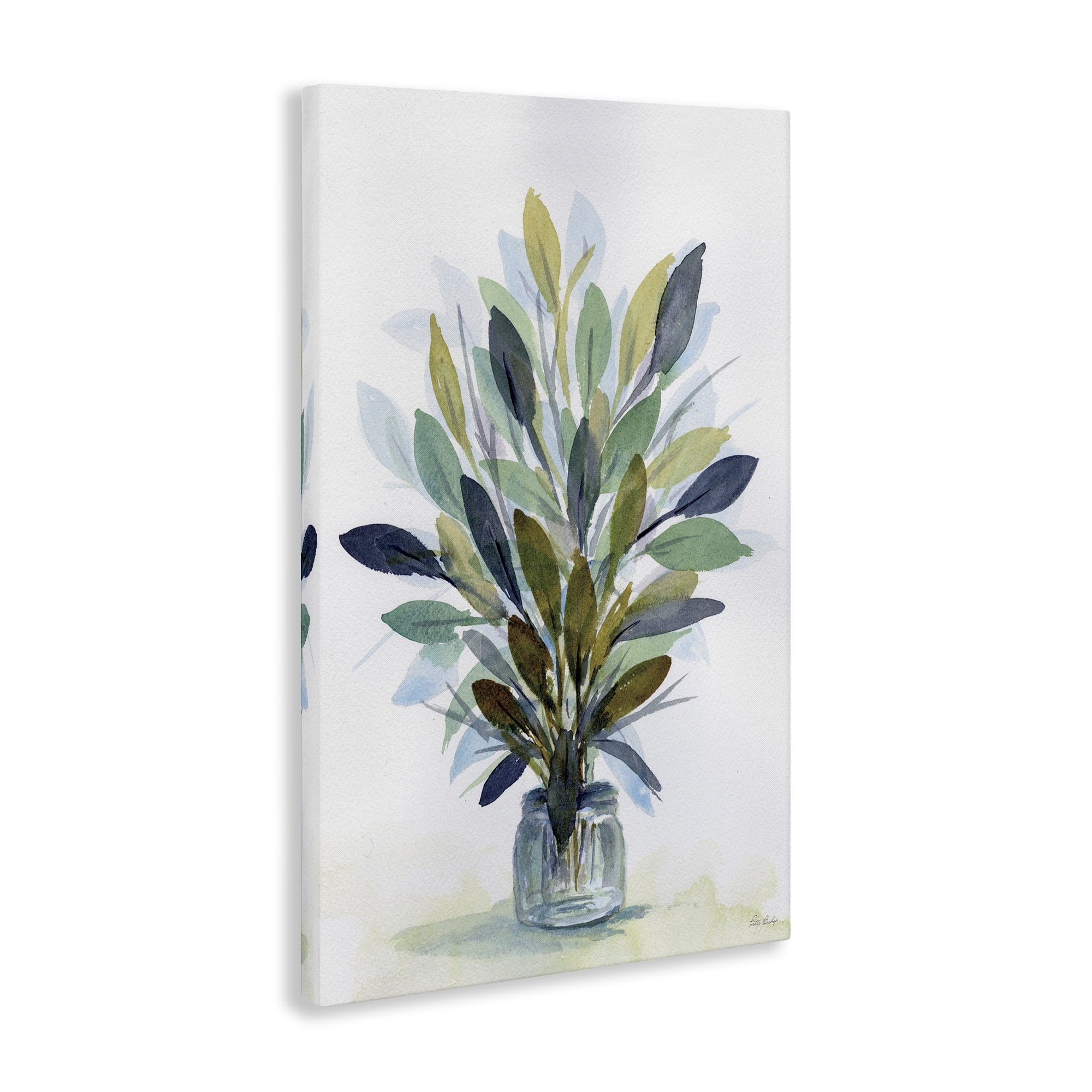 Stupell Industries Rustic Leaves Jar Botanical & Floral Painting Gallery Wrapped Canvas Art Print Wall Art, 30 x 45