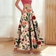 thumbnail image 1 of TaTaai Women's High Waist Boho Printed Maxi Skirt Elastic Waist A-Line Long Skirt with Ruffle Hem Pockets for Casual Daily Beach Vacation Gift, 1 of 9