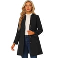thumbnail image 1 of Abrigo largo elegante de invierno para mujer con cuello en V y un solo pecho Negro M, 1 of 6