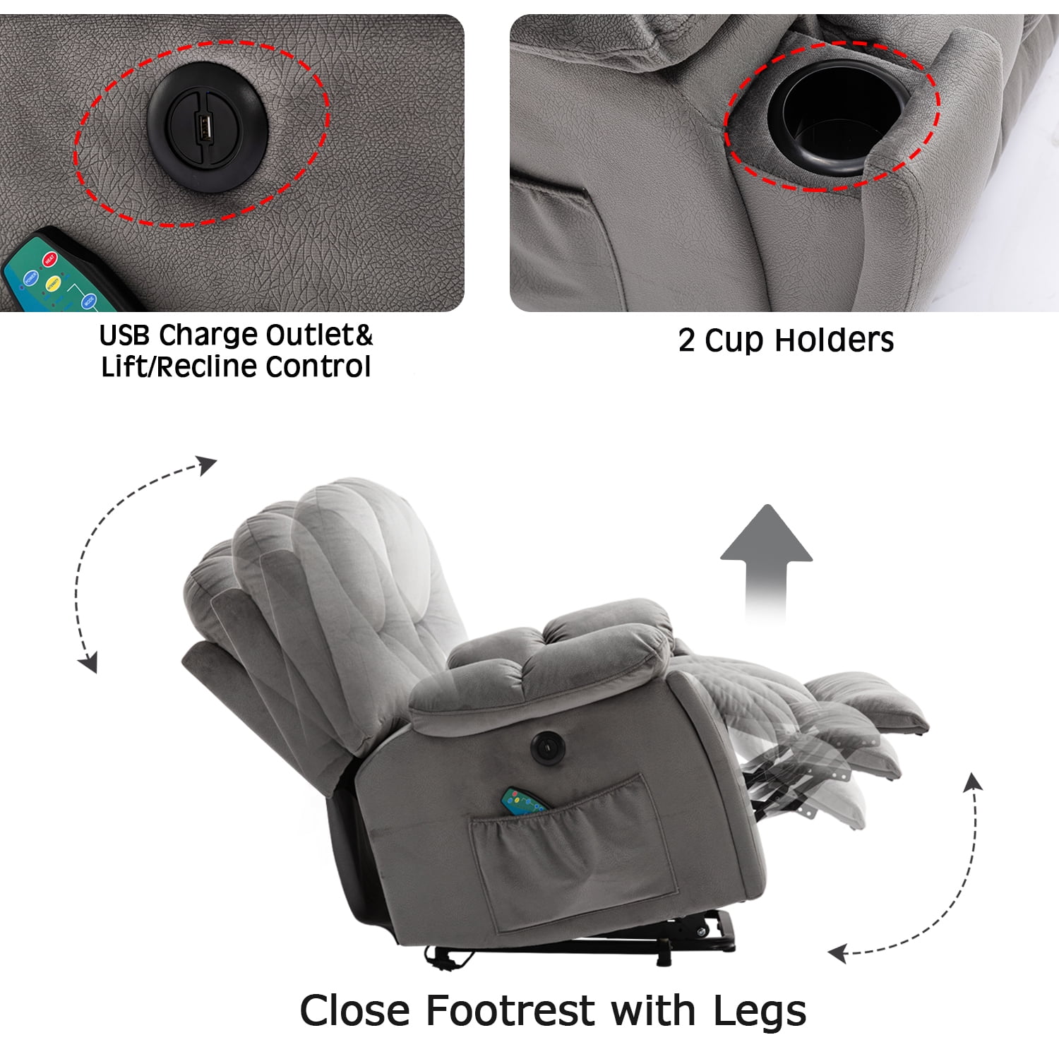 Buy BonzyHome Large Electric Lift Recliner Chair with Massage and Heat