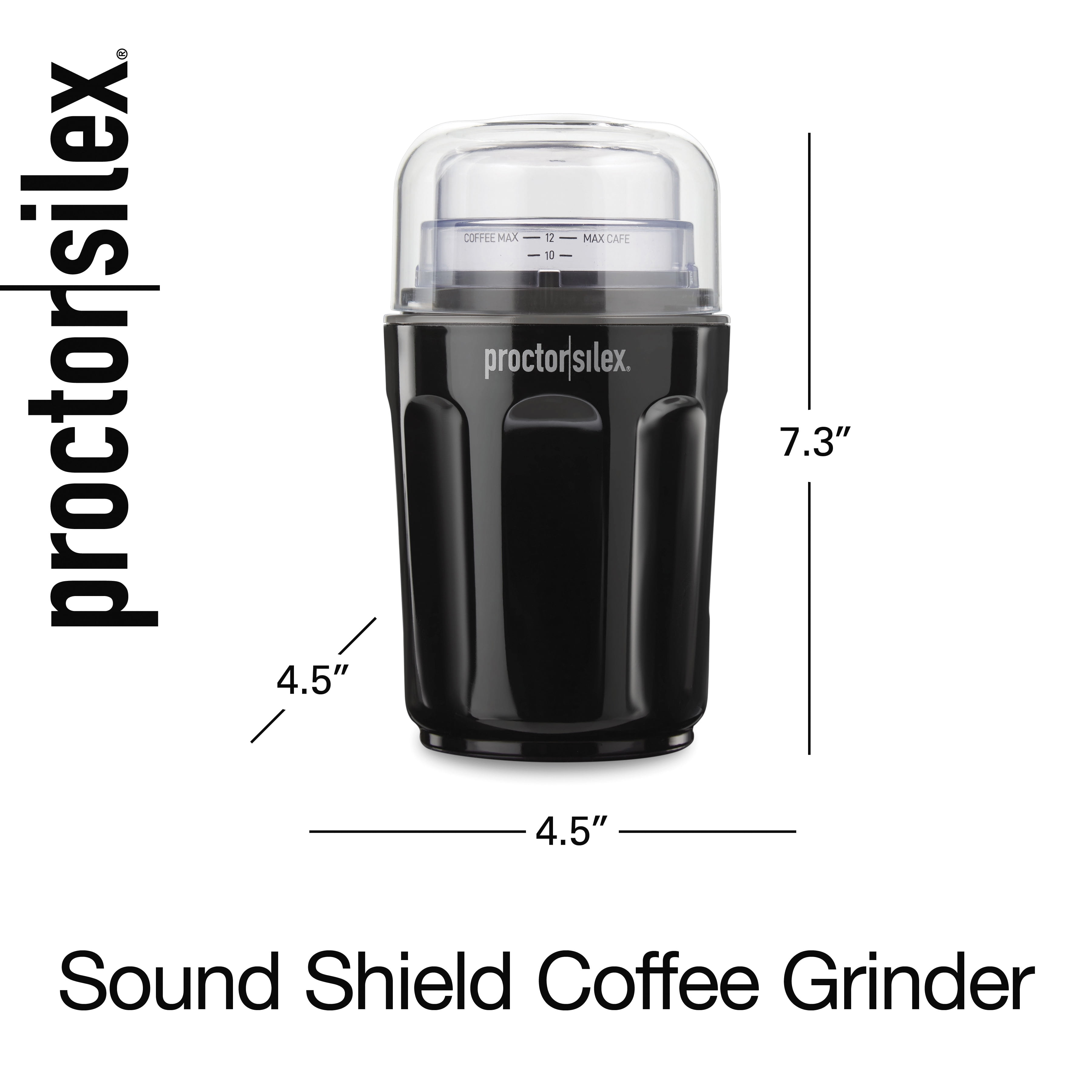 Proctor Silex Sound Shield Coffee Grinder, Sound Shield Technology, Grinds  for Brewing 12 Cups, 80402