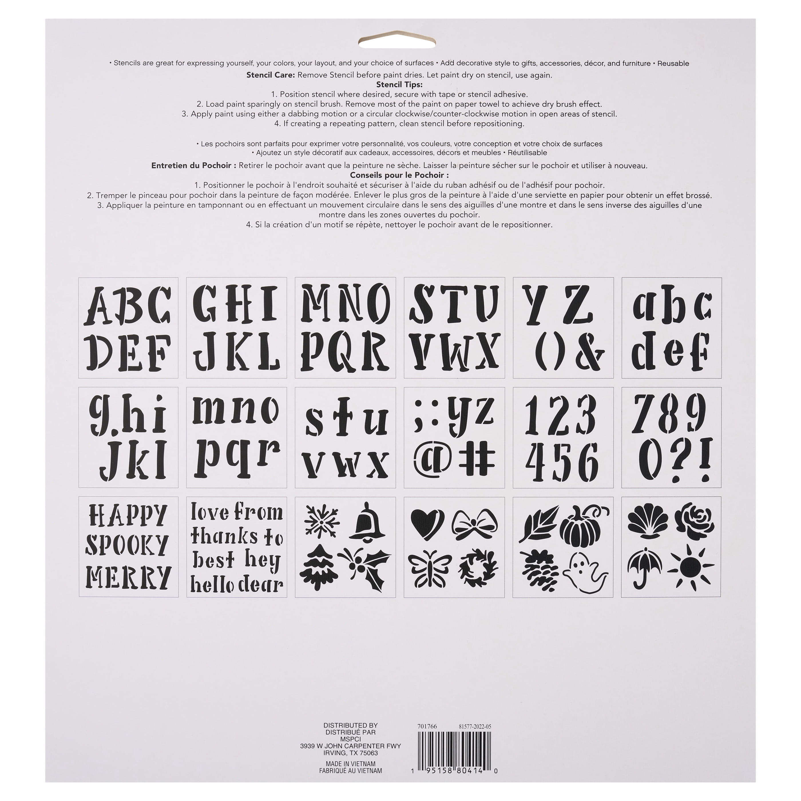 Craft Smart Alphabet Handlettered Serif Stencils - 12" x 12" Sheets, Reusable Plastic - Ideal for DIY Crafts, Decor, Furniture & Gifts, 6 Pack