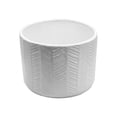 thumbnail image 2 of Maceta Decorativa Grande Cerámica Esmaltada Blanca Rayada, 2 of 5