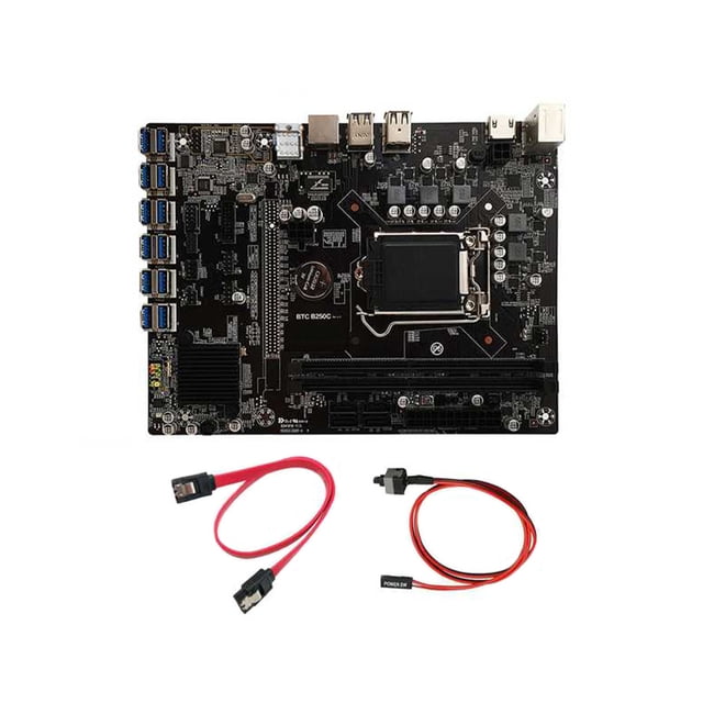 Tholdsy B250C PCI-E 3.0 GPU LGA 1151 CPU Placa base SATA Switch Cable Set Tablero de minería de velocidad rápida Miner Equipment PC de escritorio Juegos de teclado y mouse para computadora