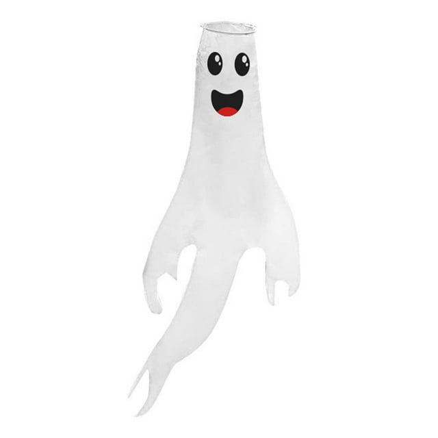 Drapeau en Forme de Fantôme d'Halloween avec Lumières LED Colorées Décorations Suspendues Extérieures pour Jardin Patio Allée Fête