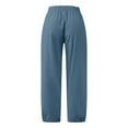 thumbnail image 4 of Women's Solid Color Pocket Cropped Linen Pants Casual Ankle Length Asymmetrical Trousers Stretchy Pants for Women Casual Womens Work Pants Business Casual Pant for Women Casual Summer Pant Beach, 4 of 4