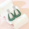 thumbnail image 2 of French Light Luxury high-end Green Square Geometric Niche Design Earrings, 2 of 4