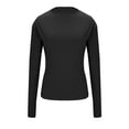 thumbnail image 7 of ShiShine Women's Lettuce Trim Mock Neck Long Sleeve Tops 2025 Casual Dressy Ribbed Knit Slim Fit Tee Shirt, 7 of 7