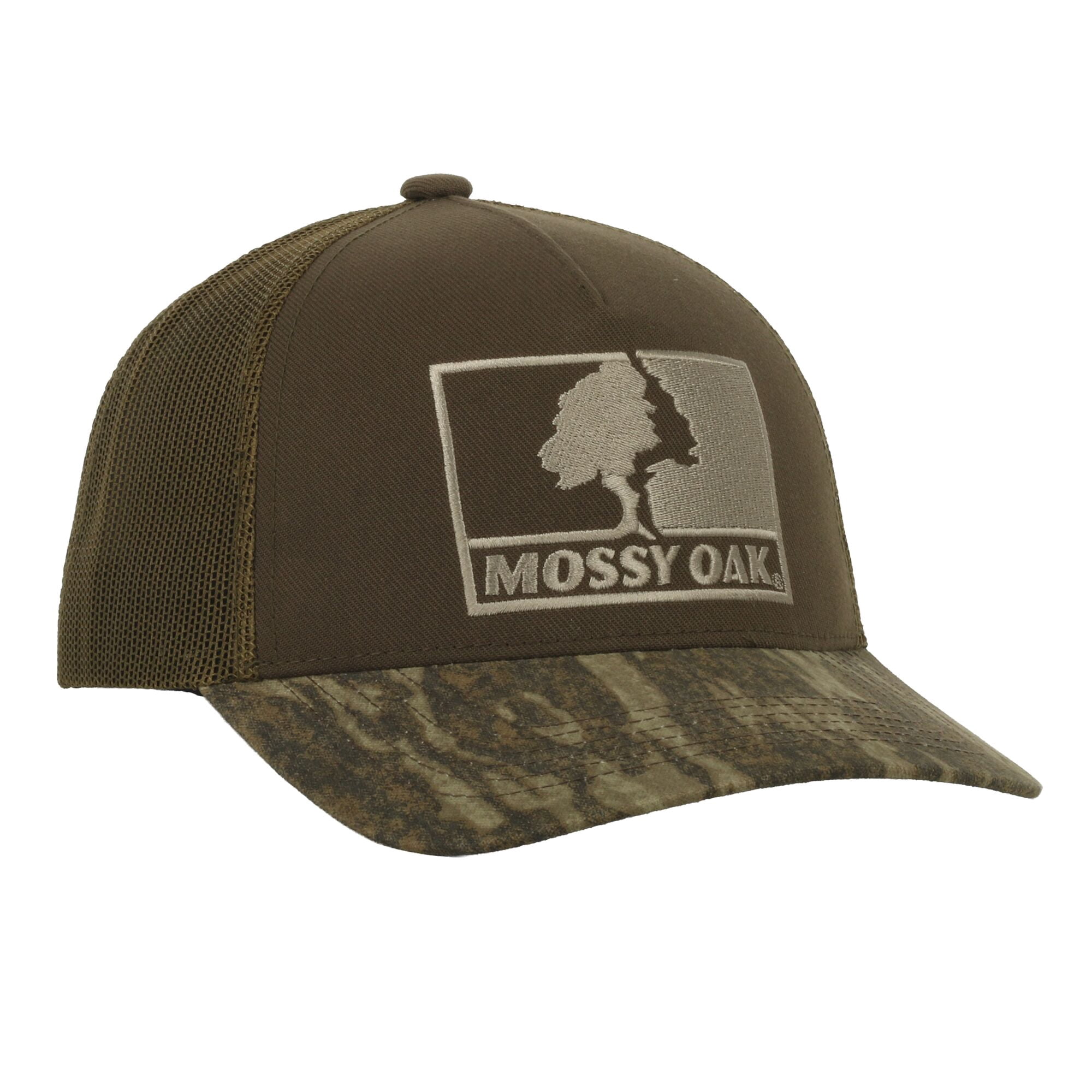 Mossy Oak® New Bottomland Camo Hunting Cap – Mid Profile Mesh Back Snapback, One Size