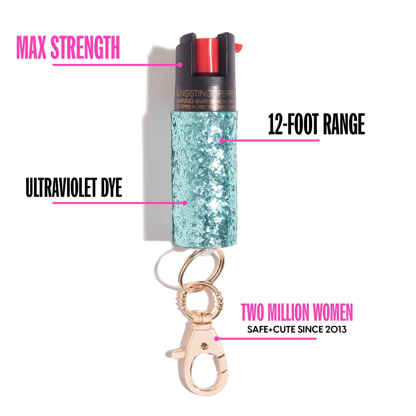 BLINGSTING Essentials Pepper Spray for Self Defense, Mint, 2 Pack, 1 in x 1 in x 3 in