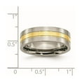 thumbnail image 2 of Titanium Yellow Ip Plated Grooved 7mm Polished Band Ring Size 15 Ring for Women and Men, 2 of 2