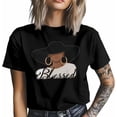 thumbnail image 3 of Camisetas gráficas informales de manga corta con aretes grandes para mujer y hombre, 3 of 8