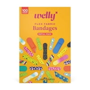 Welly Assorted Flex Fabric Bandages Refill Pack, Assorted Bandages for Kids and Adults, 100 Count