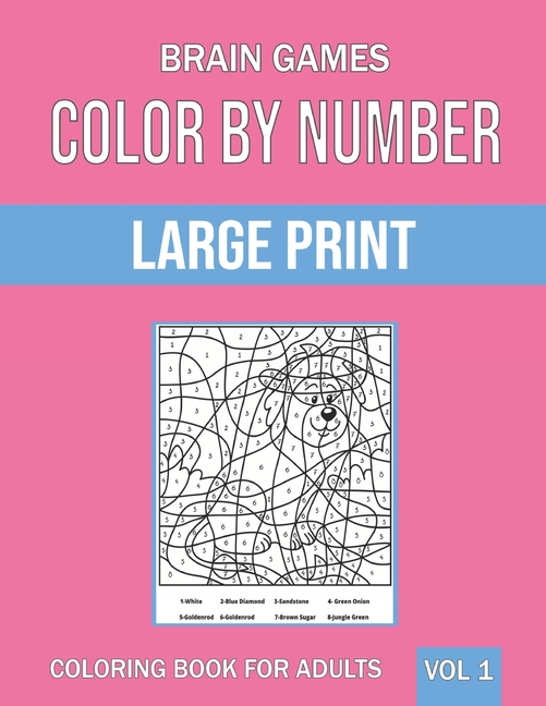 Brain Games, Color By Number Large Print Coloring Book For Adults (Vol