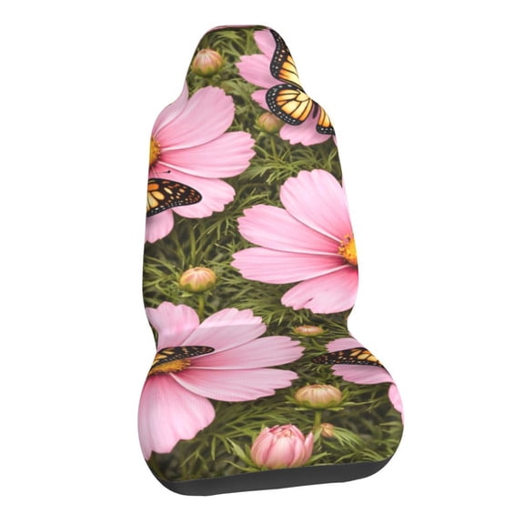Pink Cosmos Butterfly Car Seat Covers Stretch Car Seat Protectors Universal Fit