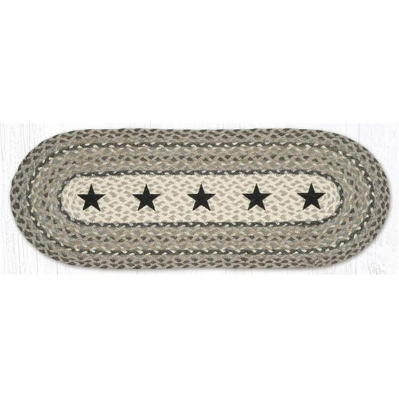 Earth Rug 68-890BS 13 x 36 in. OP-890 Black Stars Oval Table Runner