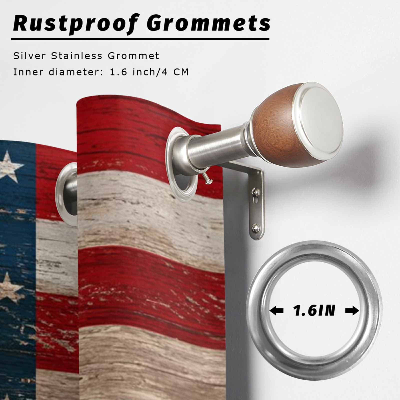 Independence Day Outdoor Curtains for Patio, American Flag Patriotic Red Blue Stripe Star Wood Grain Sunshade Privacy Drapes Grommet Waterproof Outside Curtains for Porch Balcony 54"x108", 1 Panel