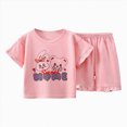 thumbnail image 1 of COMVALUE Pyjama d'Été pour Fillette, 2 Pcs, Haut à Manches Courtes, Tenue de Nuit Confortable et Ajustée, Rose, pour Taille 9-10 Ans, 1 of 5
