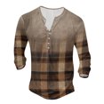 thumbnail image 1 of T-Shirt Men Patchwork Color Crew Neck Button Up Large Size Digital Printed Long Sleeve Men Shirts Yellow M, 1 of 3