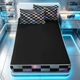 thumbnail image 4 of Erosebridal Checkered Flag Zipper Twin Comforter Sets with Fitted Sheet and 2 Pillowcases, Racing Zipper Bedding Set, Holographic Checkered, Black Reversible, 4 of 7