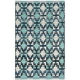 thumbnail image 2 of SAFAVIEH Montauk Jefferson Geometric Quatrefoils Cotton Area Rug, Turquoise/Multi, 6' x 6' Round, 2 of 9