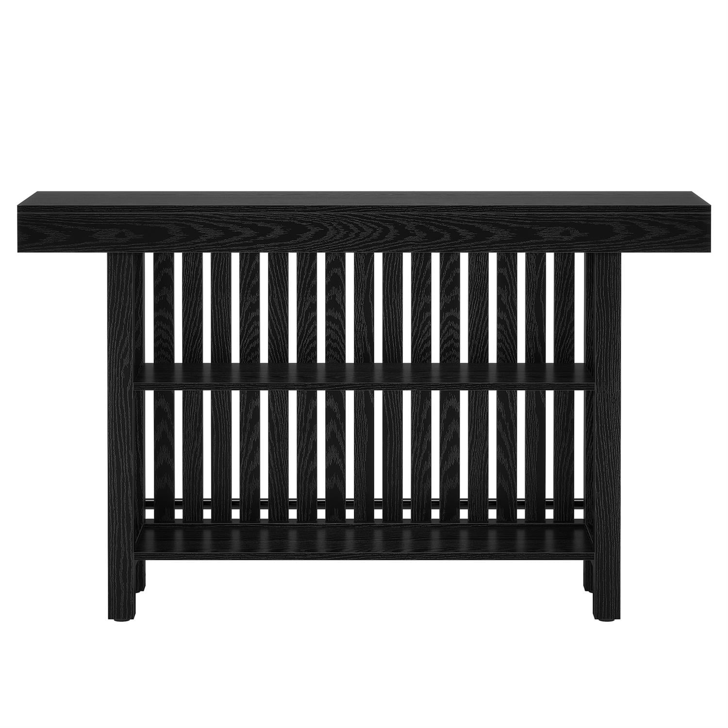 Demi Bonn 62" Home Bar Unit, Modern 2-Tier Bar Table Cabinets with Footrest, Pub Tables for Kitchen, Dining Room, Black