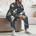 thumbnail image 7 of Fotbe Space Cars Pattern Long Sleeve Pajama Set for Men,Sleepwear Set,2-piece Loungewear Set,Soft PJs Comfy Nightwear with Pockets-Small, 7 of 7