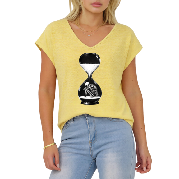 Giffimy Women's Skeleton in Hourglass V-Neck Sleeveless T-Shirt S-5XL Soft Casual Tank Top
