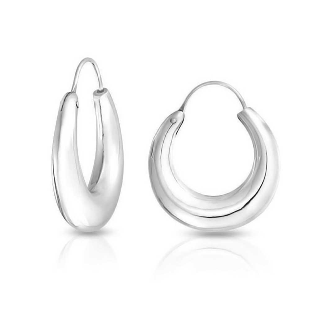 Bling Jewelry Half Moon Hoop Earrings 925 Sterling Silver 1 Inch