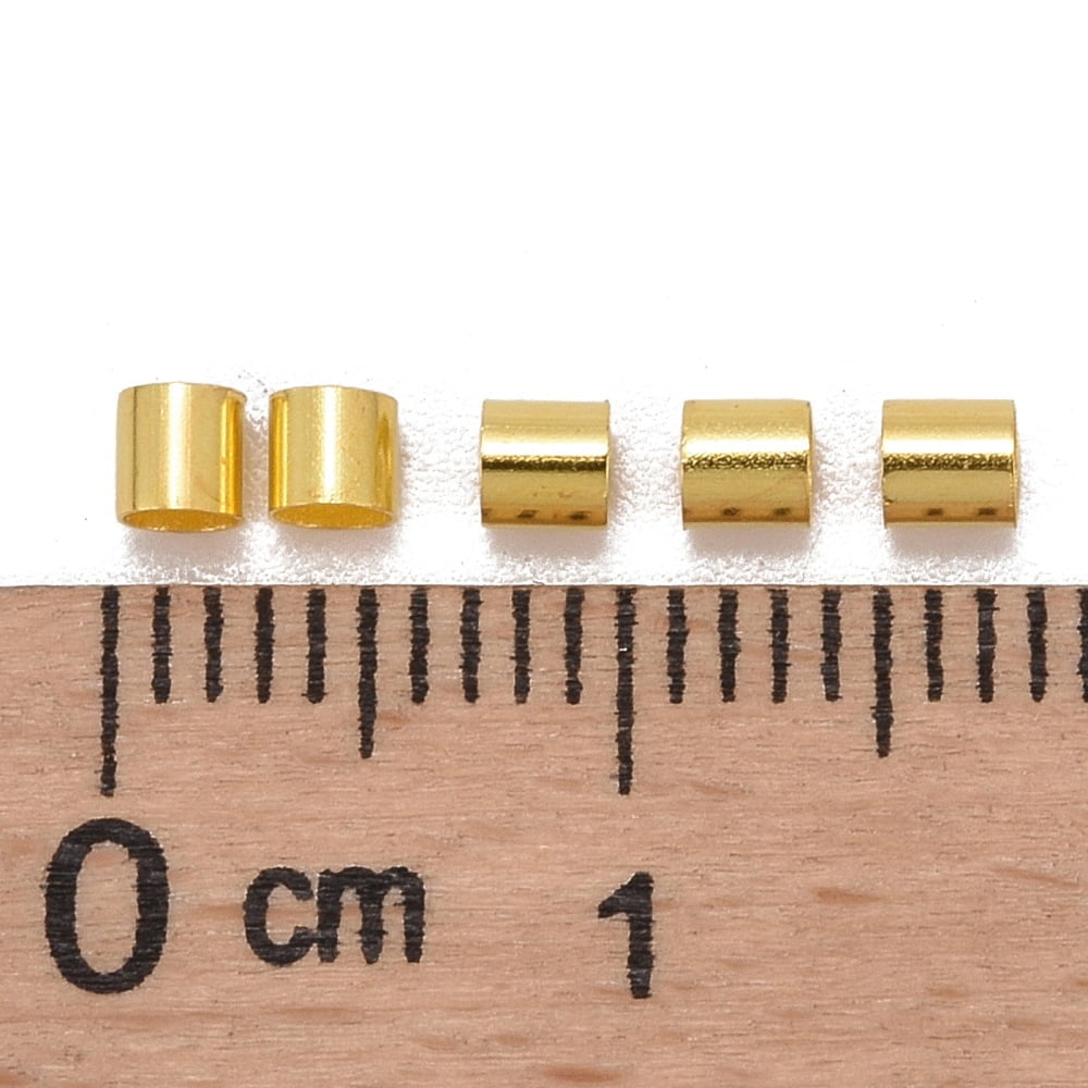 30000pcs Brass Crimp Beads Cadmium Free & Nickel Free & Lead Free Tube Golden 2.5x2.5mm Hole: 2mm
